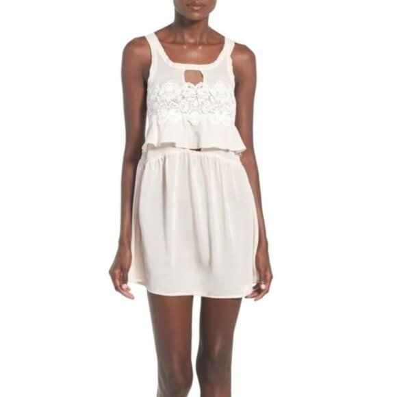 For Love and Lemons Sienna Mini Dress Keyhole Lace Dusty Rose Pink Size Small - Picture 3 of 16